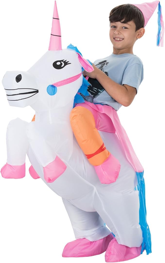 TOLOCO Inflatable Costume Unicorn Costume Blow Up Ride On Unicorn Costume for Halloween Cosplay Parties