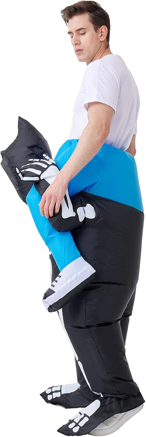 IHGYT Inflatable Skeleton Carry Me on The Shoulder Costume Ride Costumes Air Blow up Suit party dress Halloween and Christmas Cosplay Adult Size