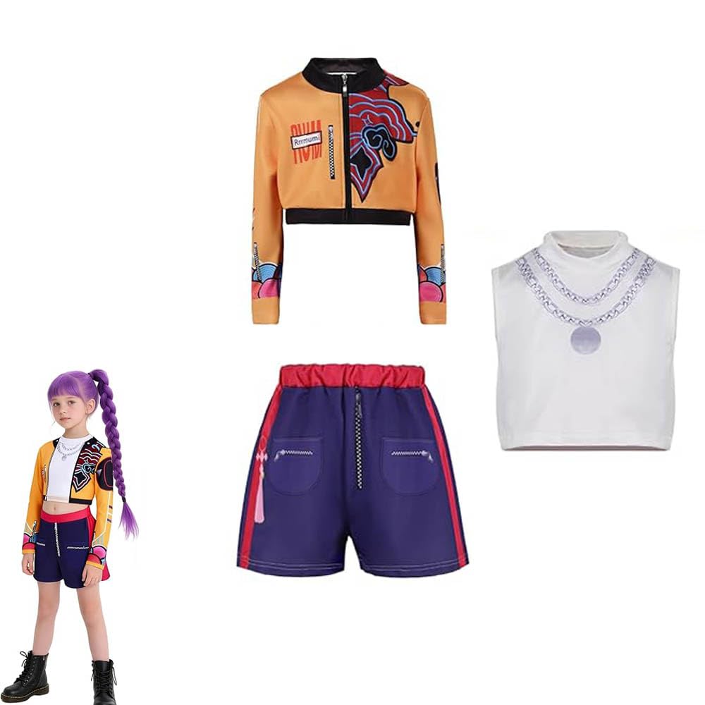 Kids Girls Pop Singer Costume 3-14 Years, Singer Wig, Toddler Halloween Cosplay Stage Clothes