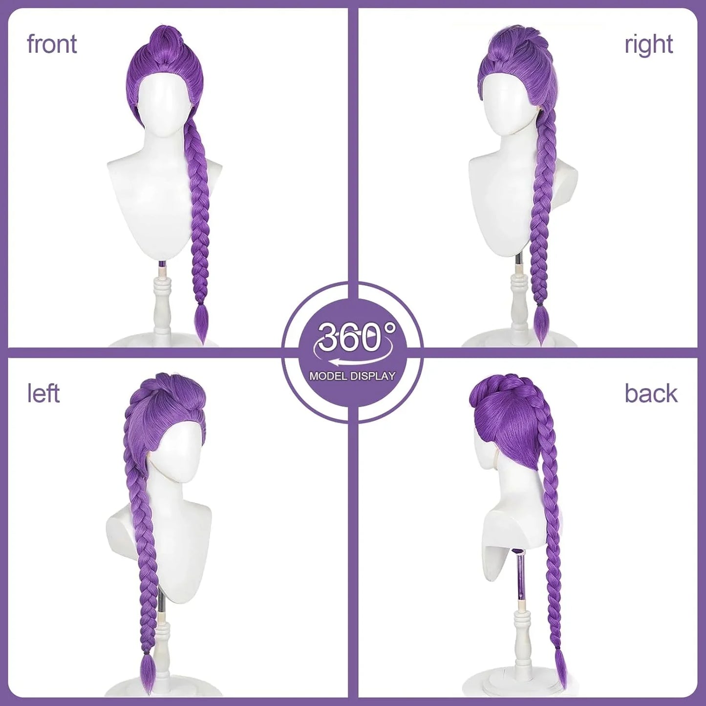39" Long Purple Cosplay Wig,Anime Demon Costume Hair for Girl Women,Kp Singers Rumi Long and Thick Braid Wigs for Halloween,Anime,Party