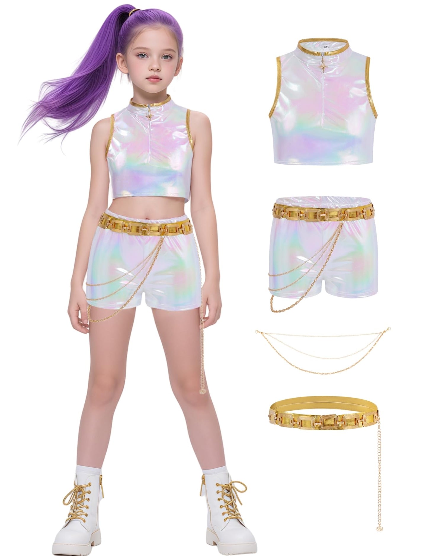 Demon Cosplay Hunters Pop Singer Costume Kids Golden 3-14Y Girls Toddler Halloween Costumes Stage Performance Outfit