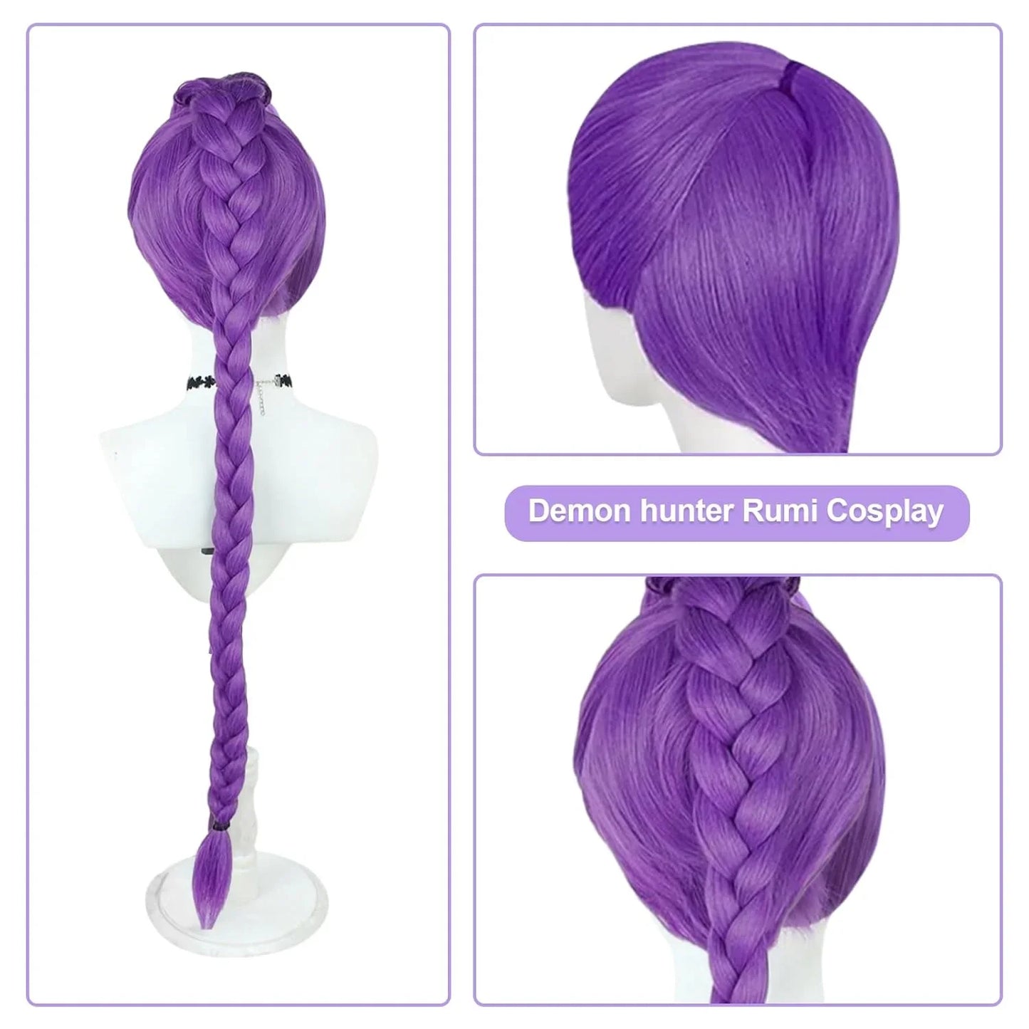 39" Long Purple Cosplay Wig,Anime Demon Costume Hair for Girl Women,Kp Singers Rumi Long and Thick Braid Wigs for Halloween,Anime,Party