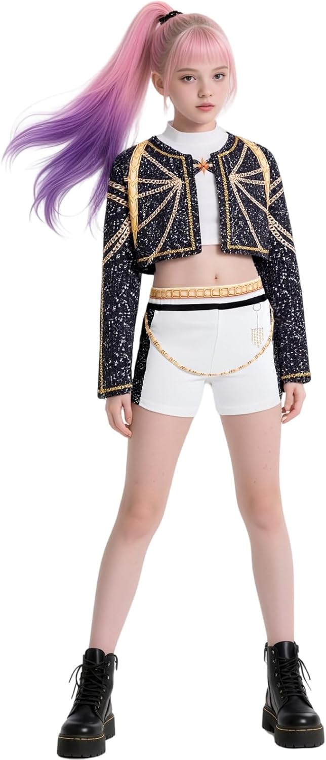 Demon Cosplay Hunters Pop Singer Costume Kids Golden 3-14Y Girls Toddler Halloween Costumes Stage Performance Outfit