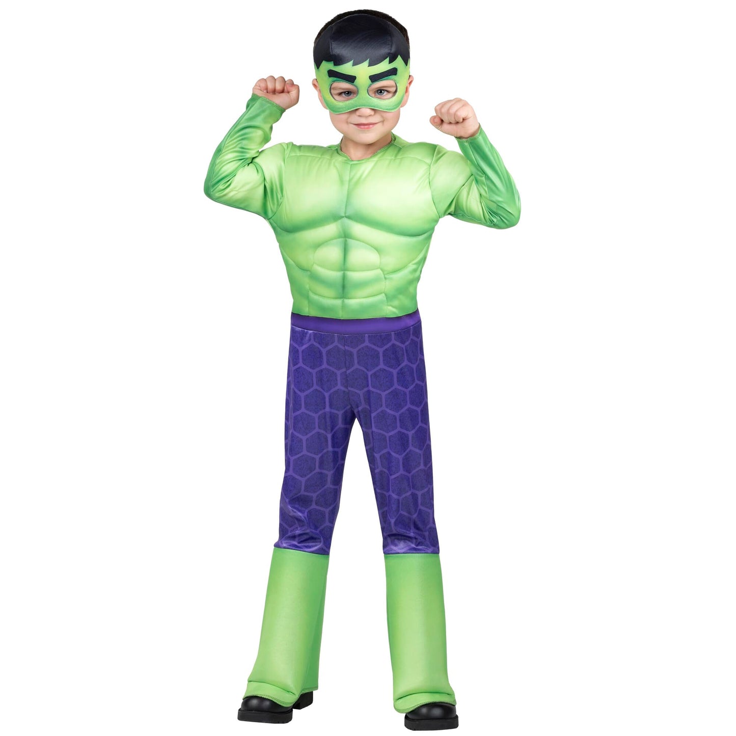MARVEL Official Toddler Deluxe Halloween Costume - Premium Quality Padded Jumpsuit and Fabric Headpiece (3T-4T)