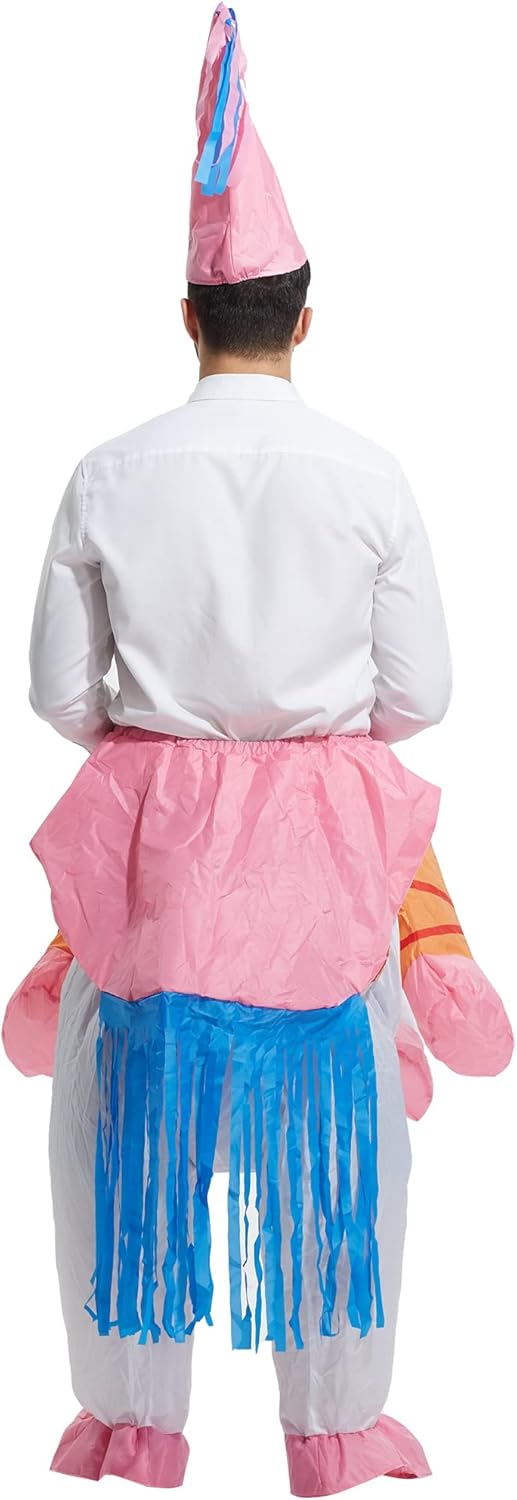 TOLOCO Inflatable Costume Unicorn Costume Blow Up Ride On Unicorn Costume for Halloween Cosplay Parties