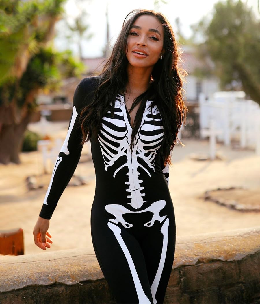 Tipsy Elves Form Fitting & Flattering Skeleton Bodysuits for Halloween - Women's Sexy Skeleton Costume