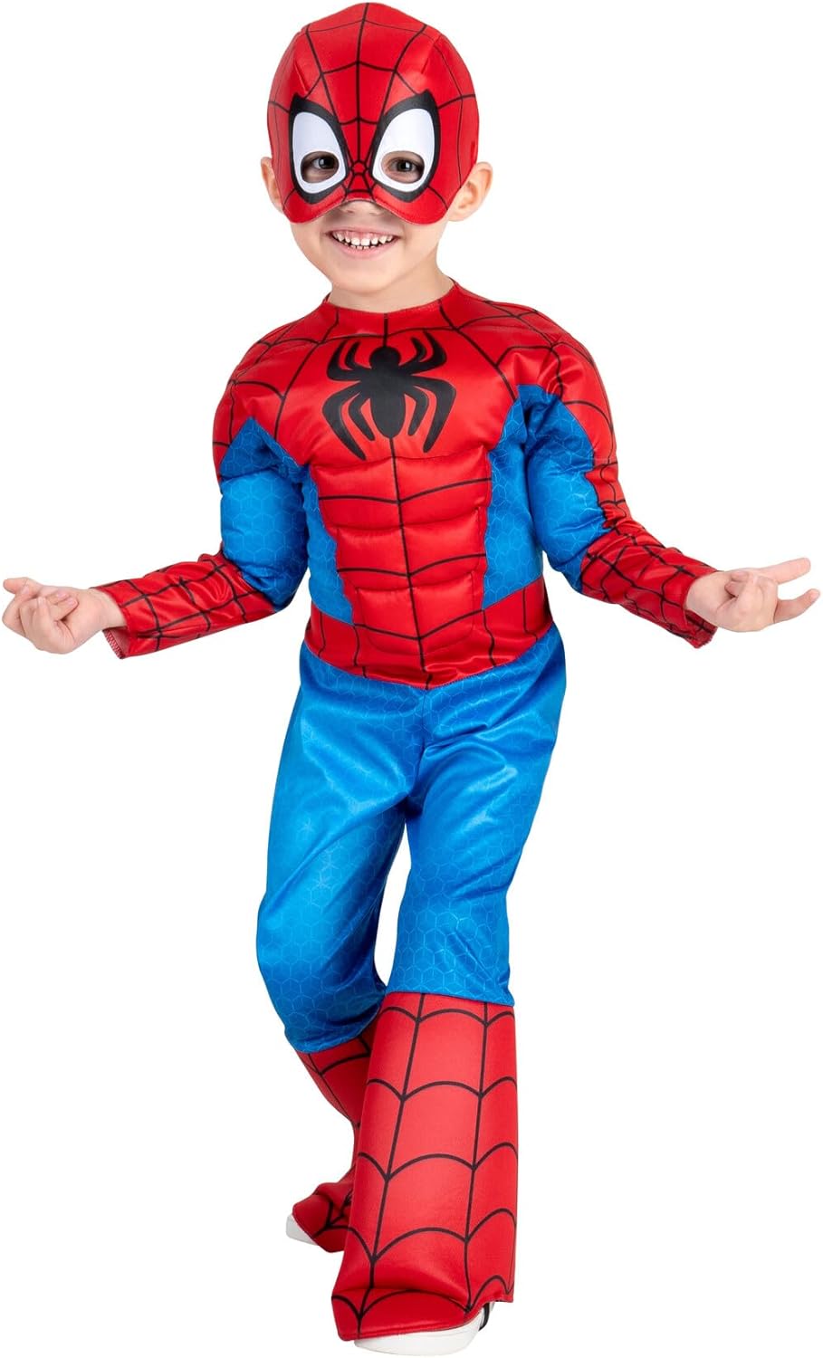MARVEL Official Toddler Deluxe Halloween Costume - Premium Quality Padded Jumpsuit and Fabric Headpiece (3T-4T)