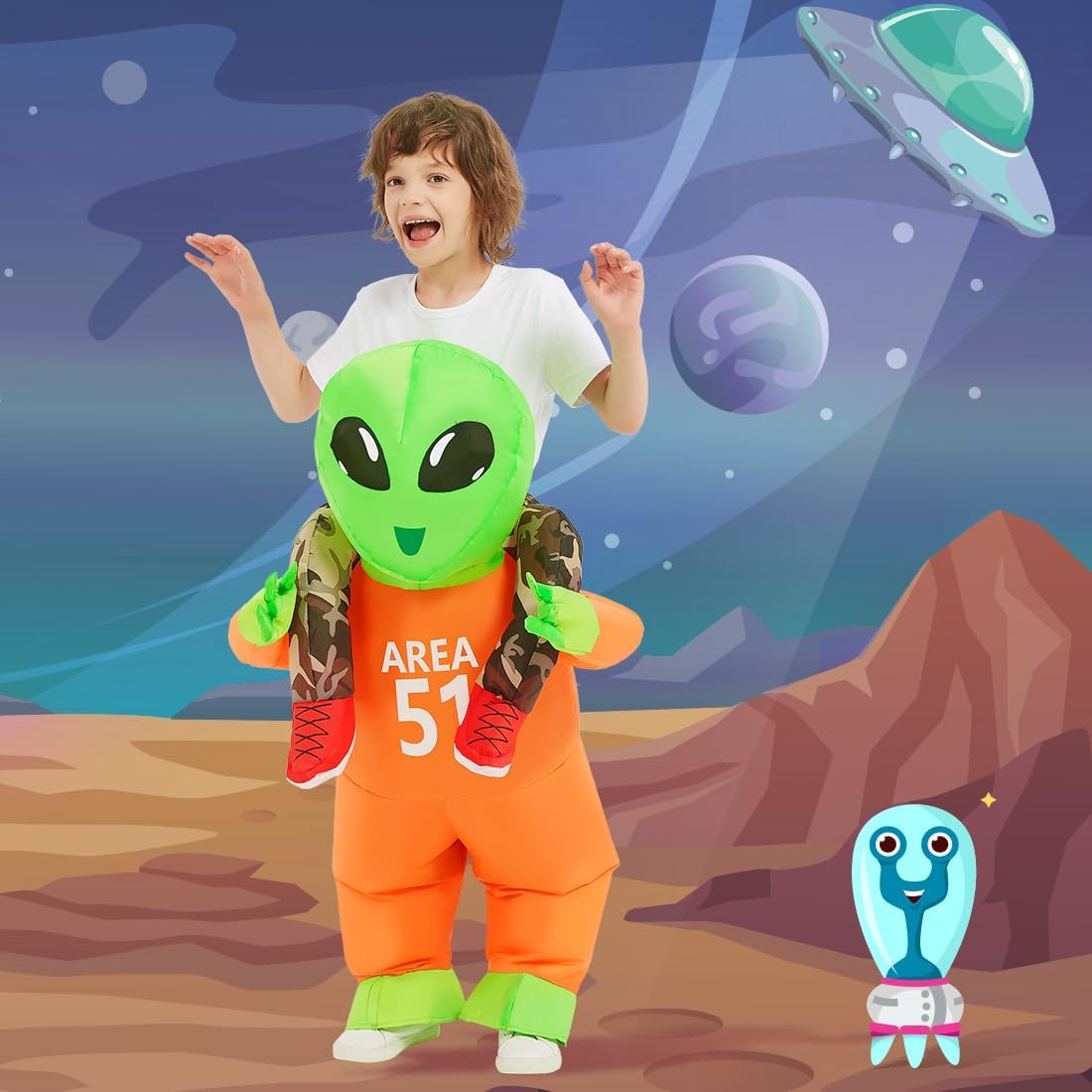 GOOSH Halloween Costumes for Kids inflatable Alien Costume Blow up Alien for Boy Girl Halloween Party Cosplay