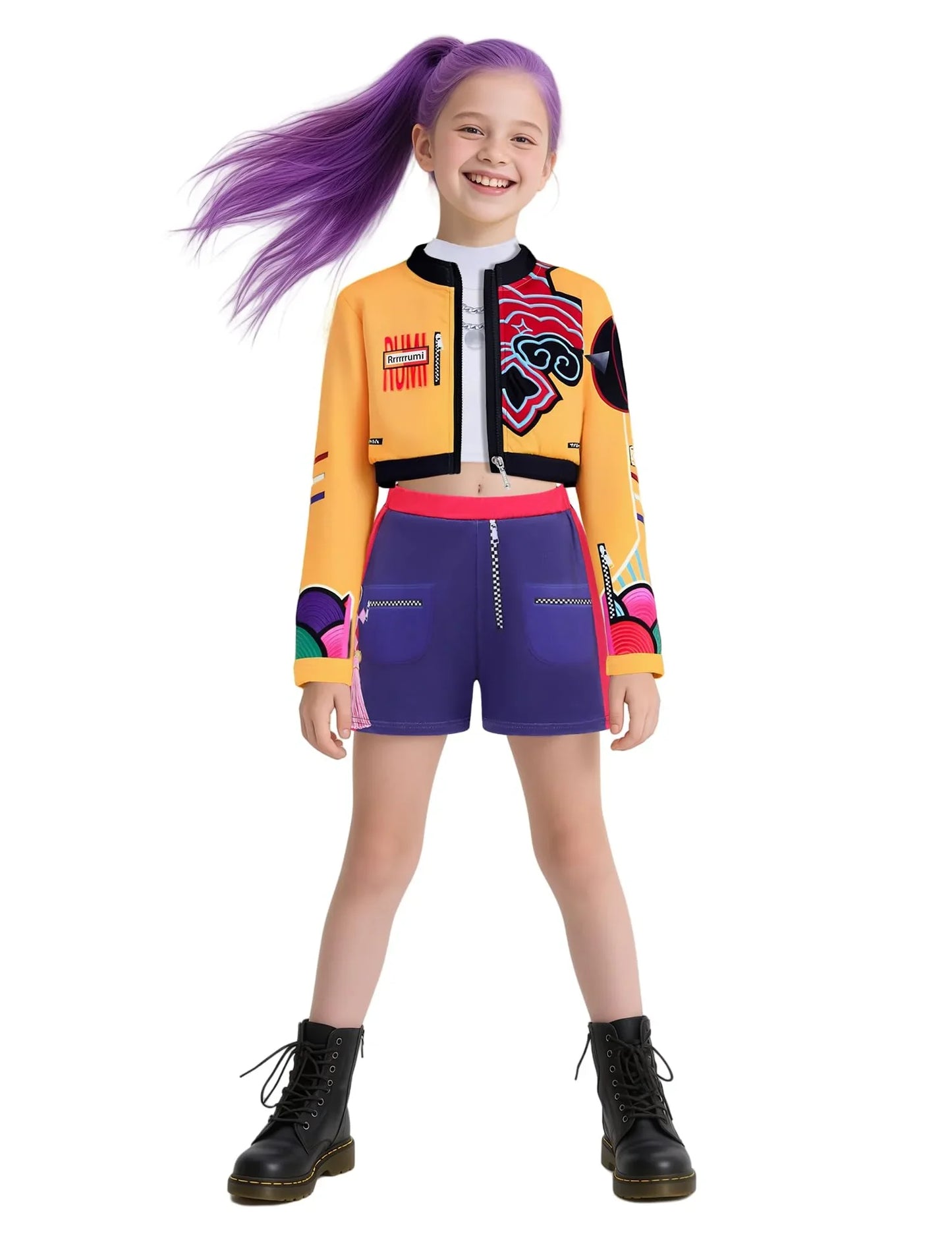 Girls Demon Pop Singer Hunters Costume 3-14 Years Stage Dance Idol Cosplay Outfit, Kids Halloween Costumes
