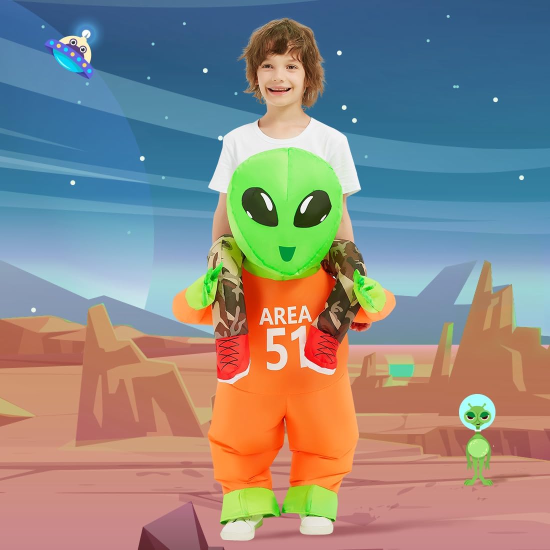 GOOSH Halloween Costumes for Kids inflatable Alien Costume Blow up Alien for Boy Girl Halloween Party Cosplay