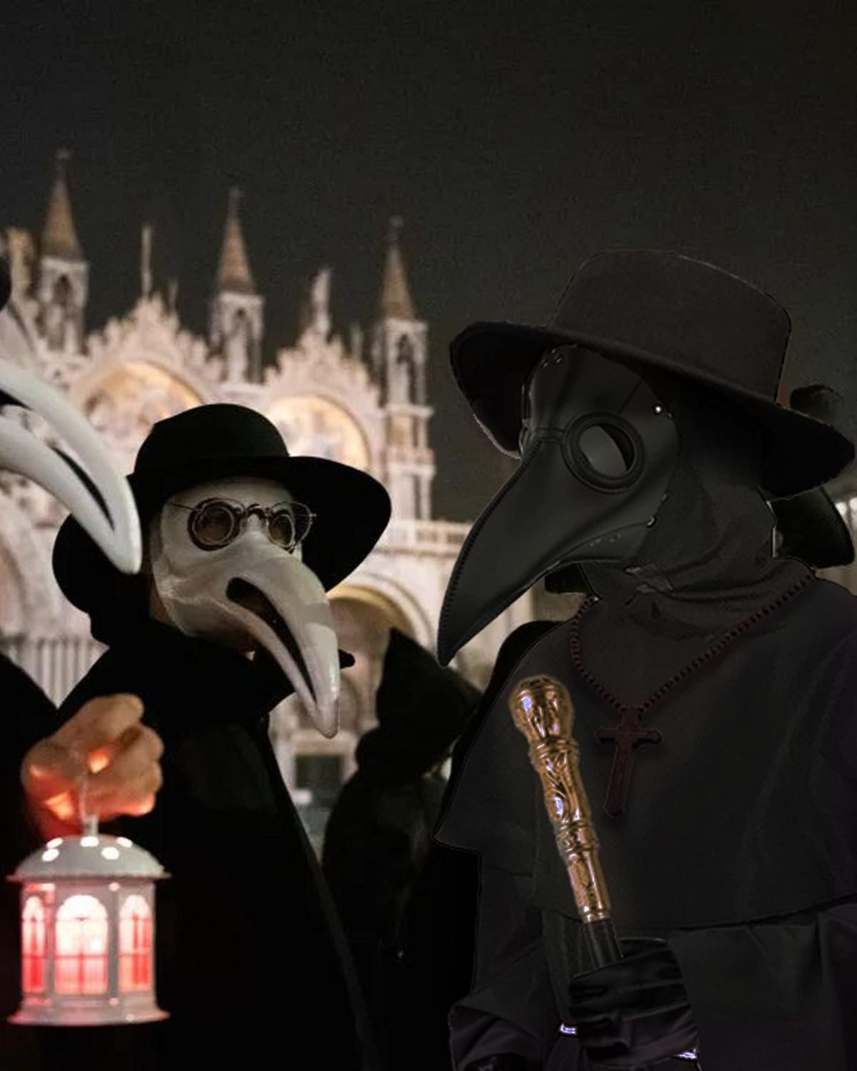 Nicexx Plague Doctor Mask Costumes Set 6 in 1 Halloween Beak Mask Plague Dr Outfit for Adults