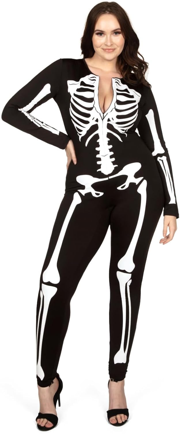 Tipsy Elves Form Fitting & Flattering Skeleton Bodysuits for Halloween - Women's Sexy Skeleton Costume