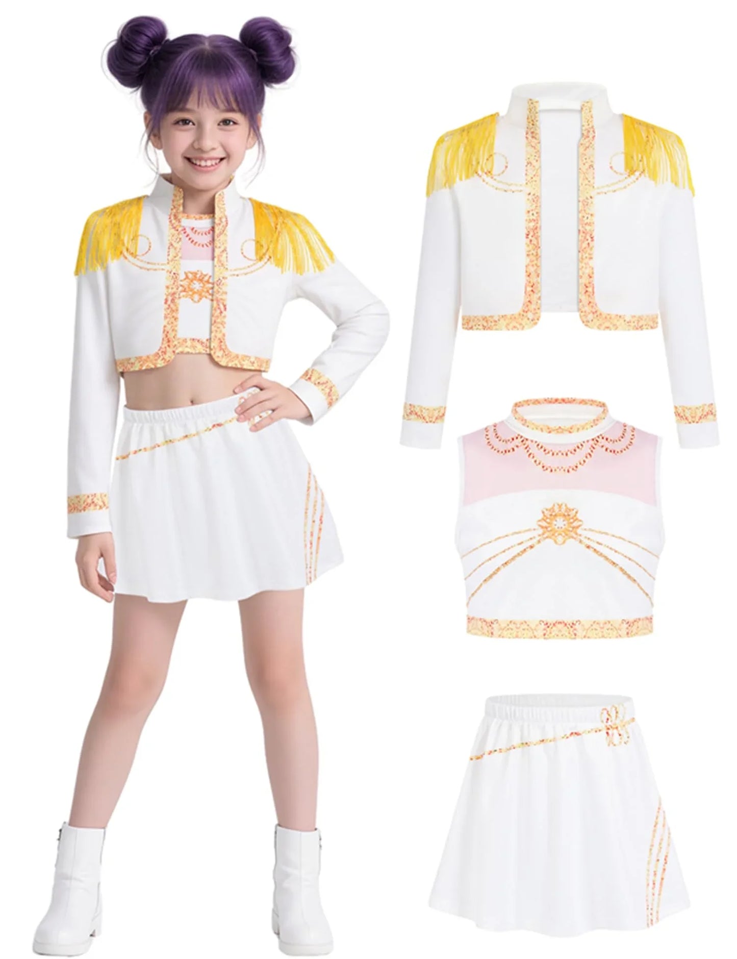 Girls Demon Pop Singer Hunters Costume 3-14 Years Stage Dance Idol Cosplay Outfit, Kids Halloween Costumes