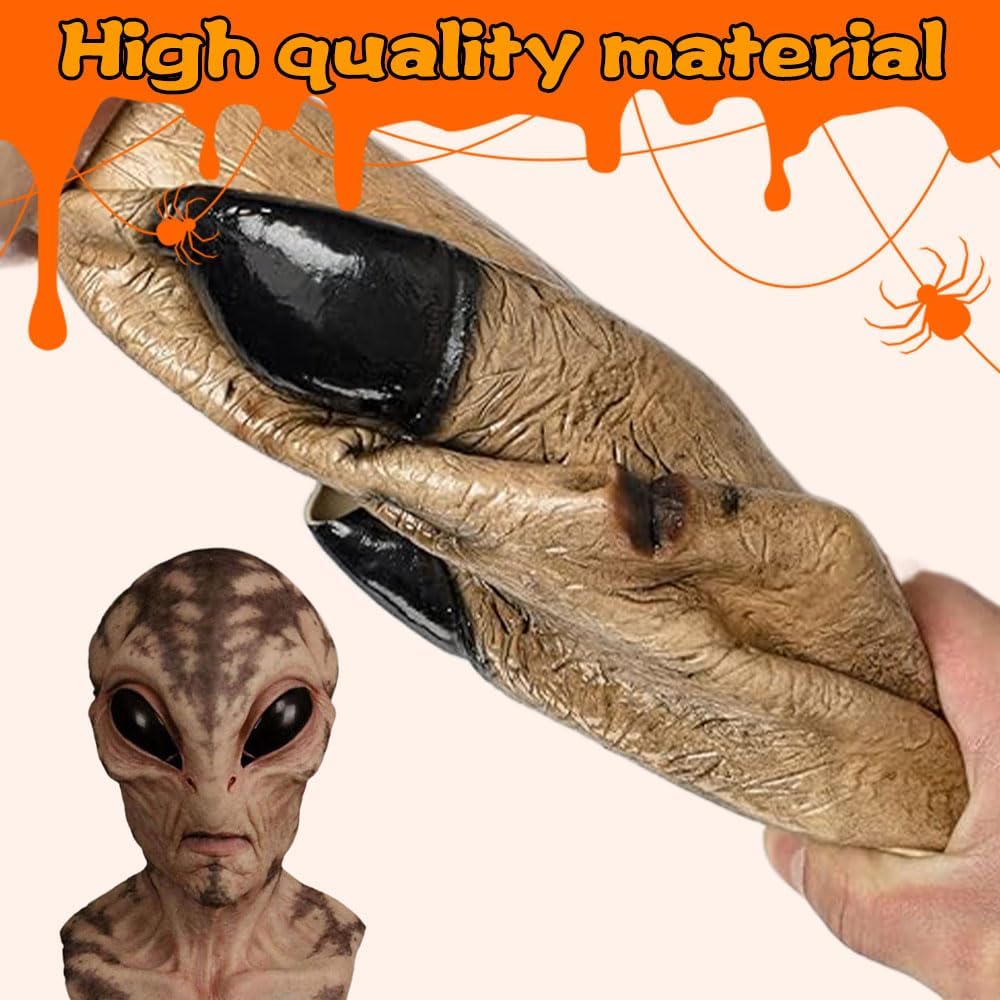 Alien Funny Mask, 2026 Halloween Realistic Latex Full Head Skull Masquerade Masks Costume Dress Cosplay Party
