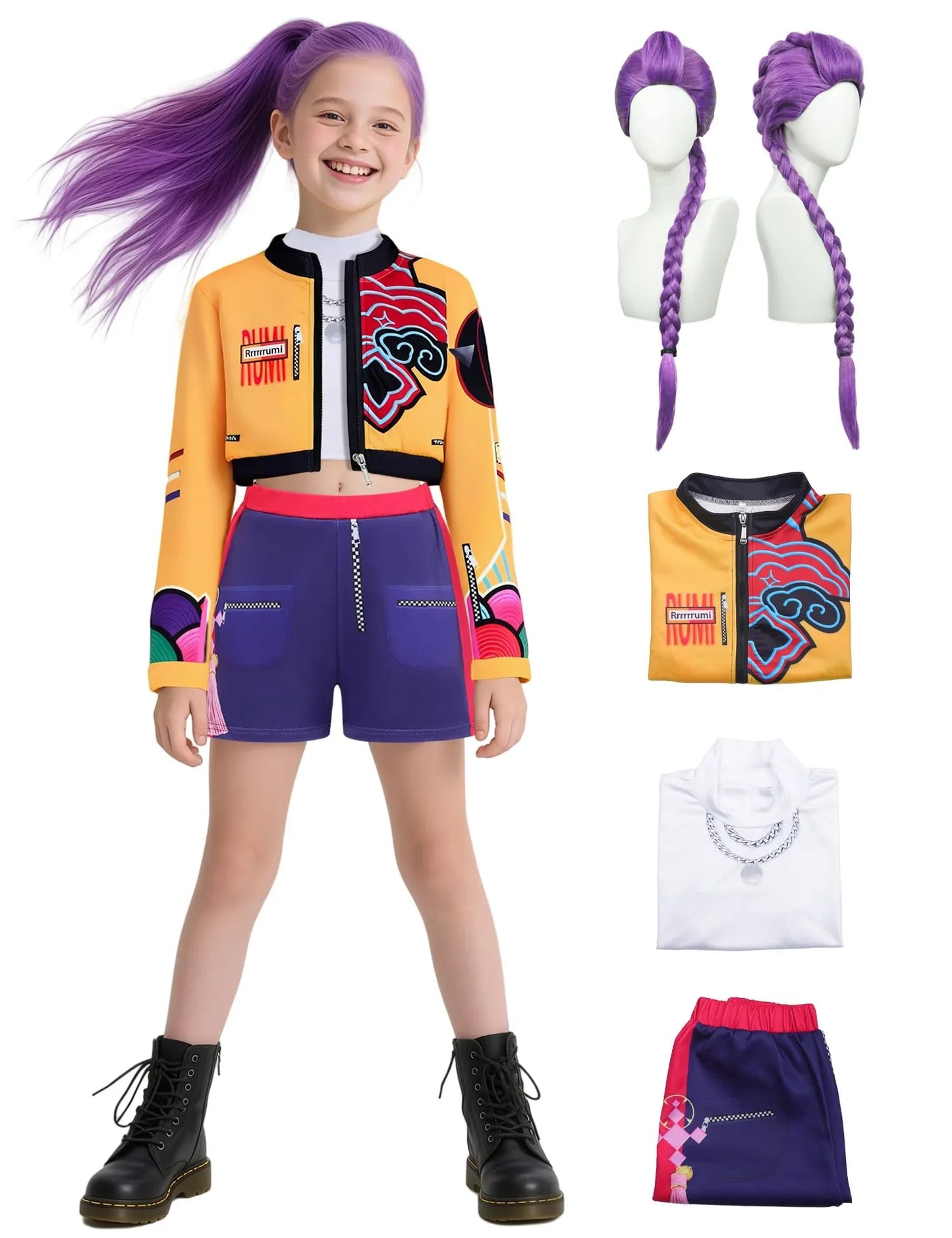 Girls Demon Pop Singer Hunters Costume 3-14 Years Stage Dance Idol Cosplay Outfit, Kids Halloween Costumes