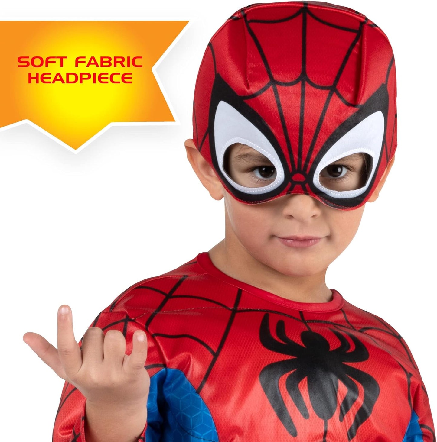 MARVEL Official Toddler Deluxe Halloween Costume - Premium Quality Padded Jumpsuit and Fabric Headpiece (3T-4T)