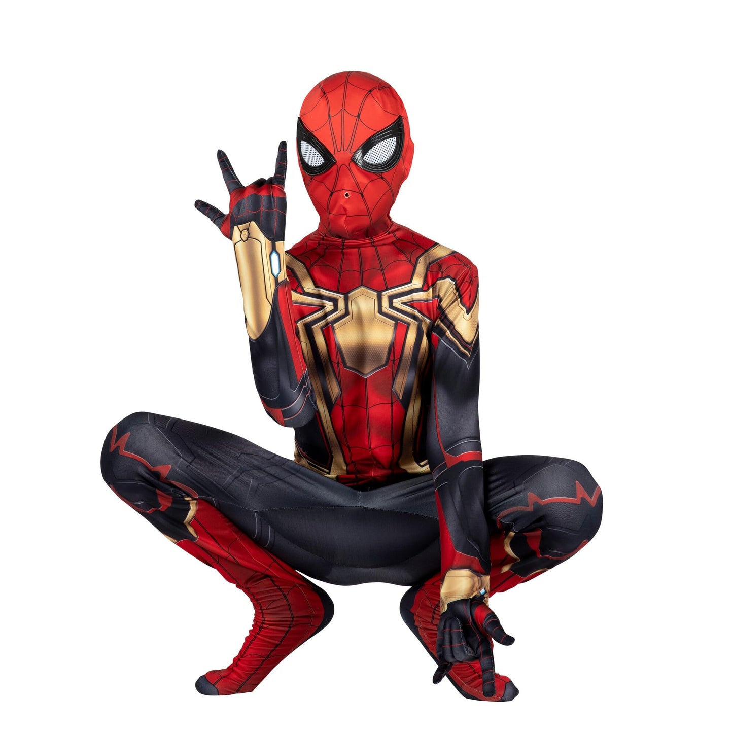 MARVEL Integrated Spider-Man Official Youth Deluxe Zentai Costume - Stretch Spandex with Hidden Zippers and Wrist Slits