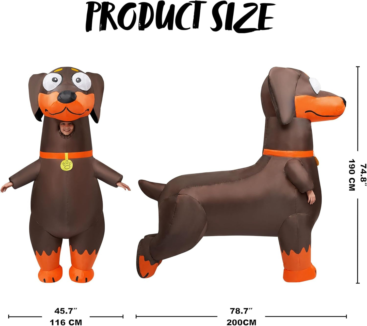 Spooktacular Creations Kids Halloween Inflatable Costumes, Dachshund Full Body Blow Up Costumes for Halloween Animal Cosplay Themed Party