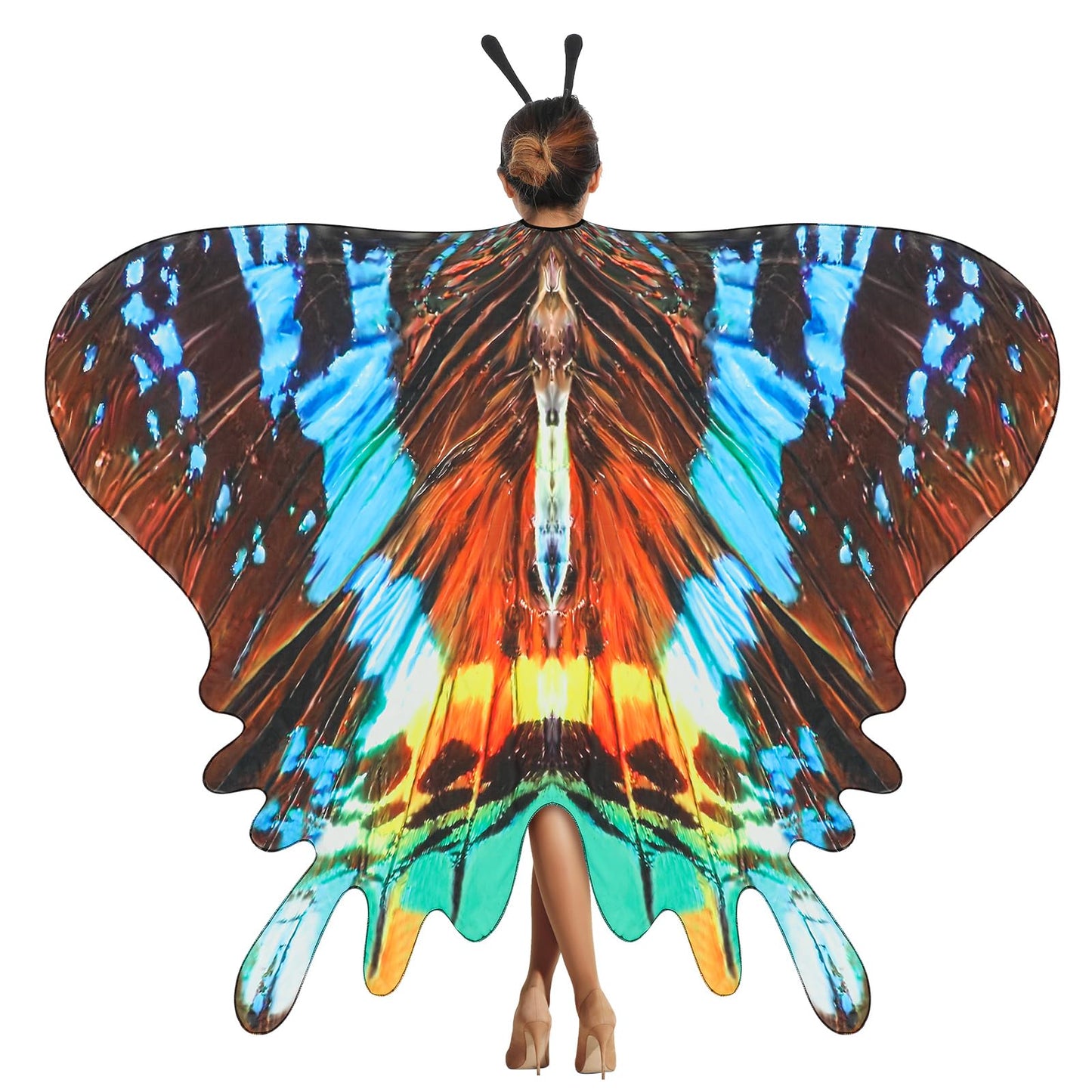 Yinder 2 Pcs Halloween Moth Wings Costume Butterfly Shawl Moth Wing Cape Costume Accessory with Headband 72.83 x 50.39 Inch