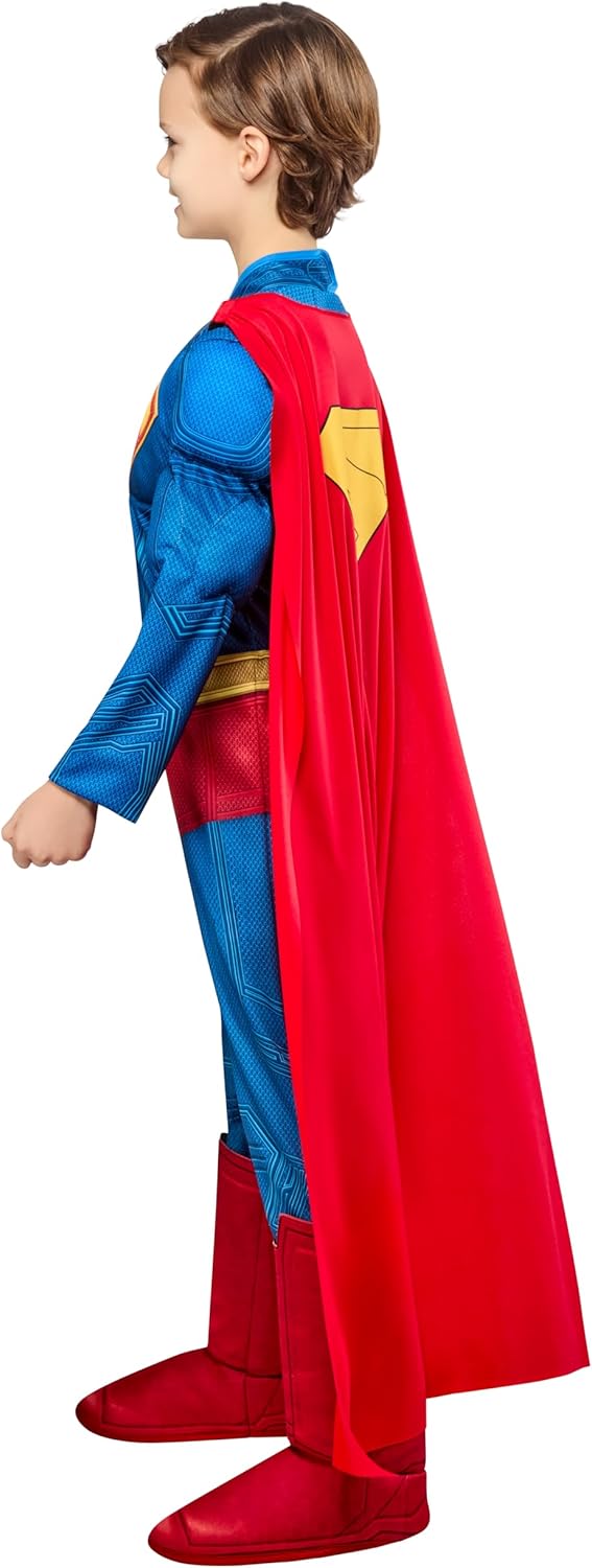 Rubies Superman Deluxe Kids Boys Costume Jumpsuit with Shoe Covers and Cape