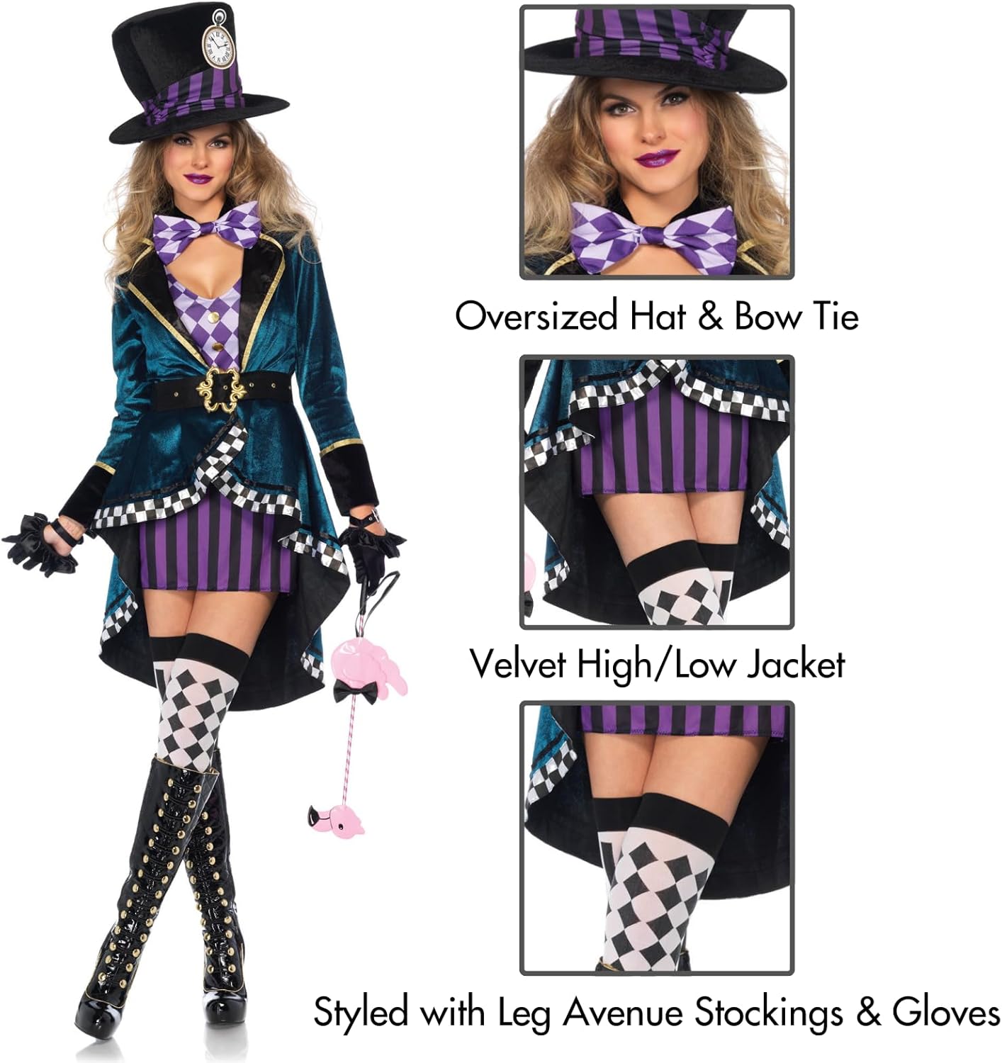 Leg Avenue Women's 5 PC Delightful Mad Hatter Costume Women