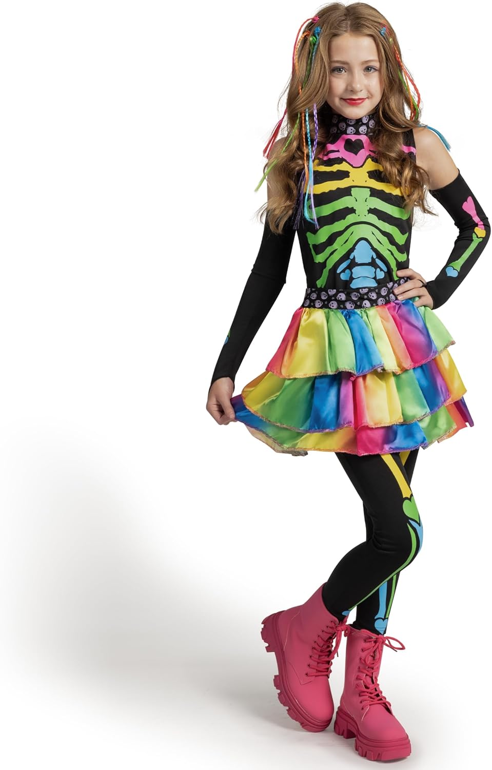 Spooktacular Creations Halloween Kids Skeleton Costume, Funky Punky Bone Skeleton Deluxe Costume, Halloween Girls Outfit