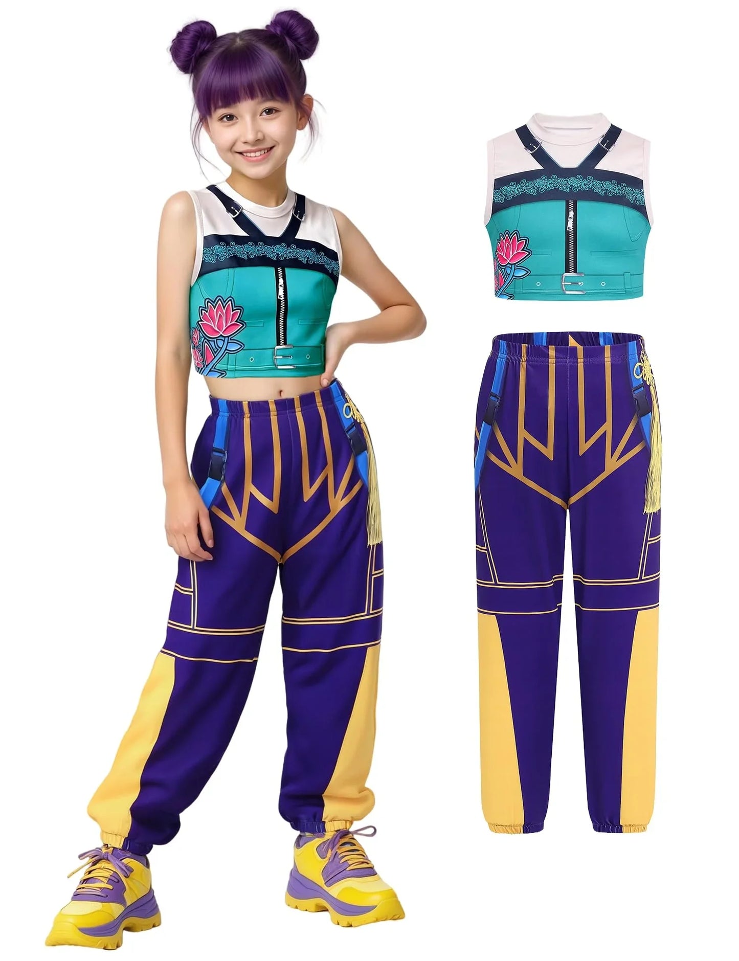 Girls Demon Pop Singer Hunters Costume 3-14 Years Stage Dance Idol Cosplay Outfit, Kids Halloween Costumes