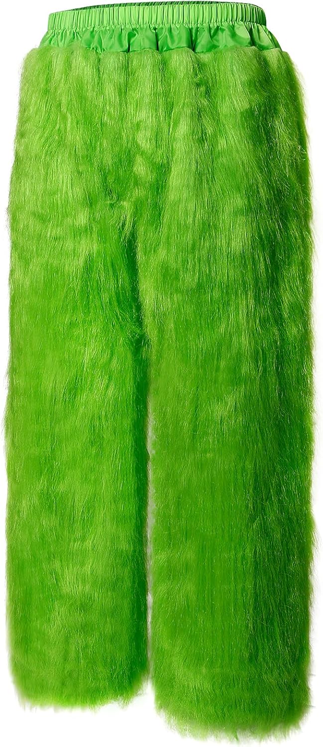 Green Christmas Costume for Men Halloween Costumes Adult Santa Costume 8PCS Deluxe Funny Cosplay Outfit