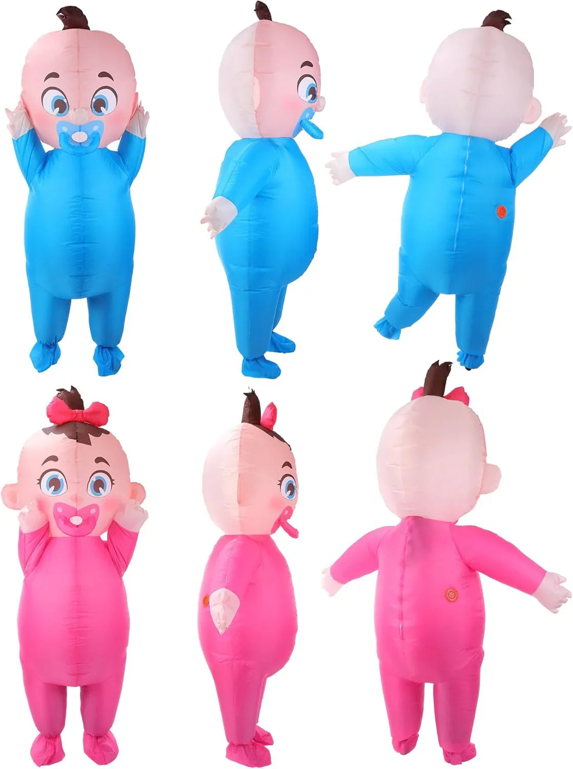 Ramede 2 Pcs Giant Inflatable Baby Costume 96 Inch Gender Reveal Ideas Boy and Girl Blow Costume Outfit for Adult Baby Shower Gender Reveal Party Halloween Christmas Cosplay Supplies