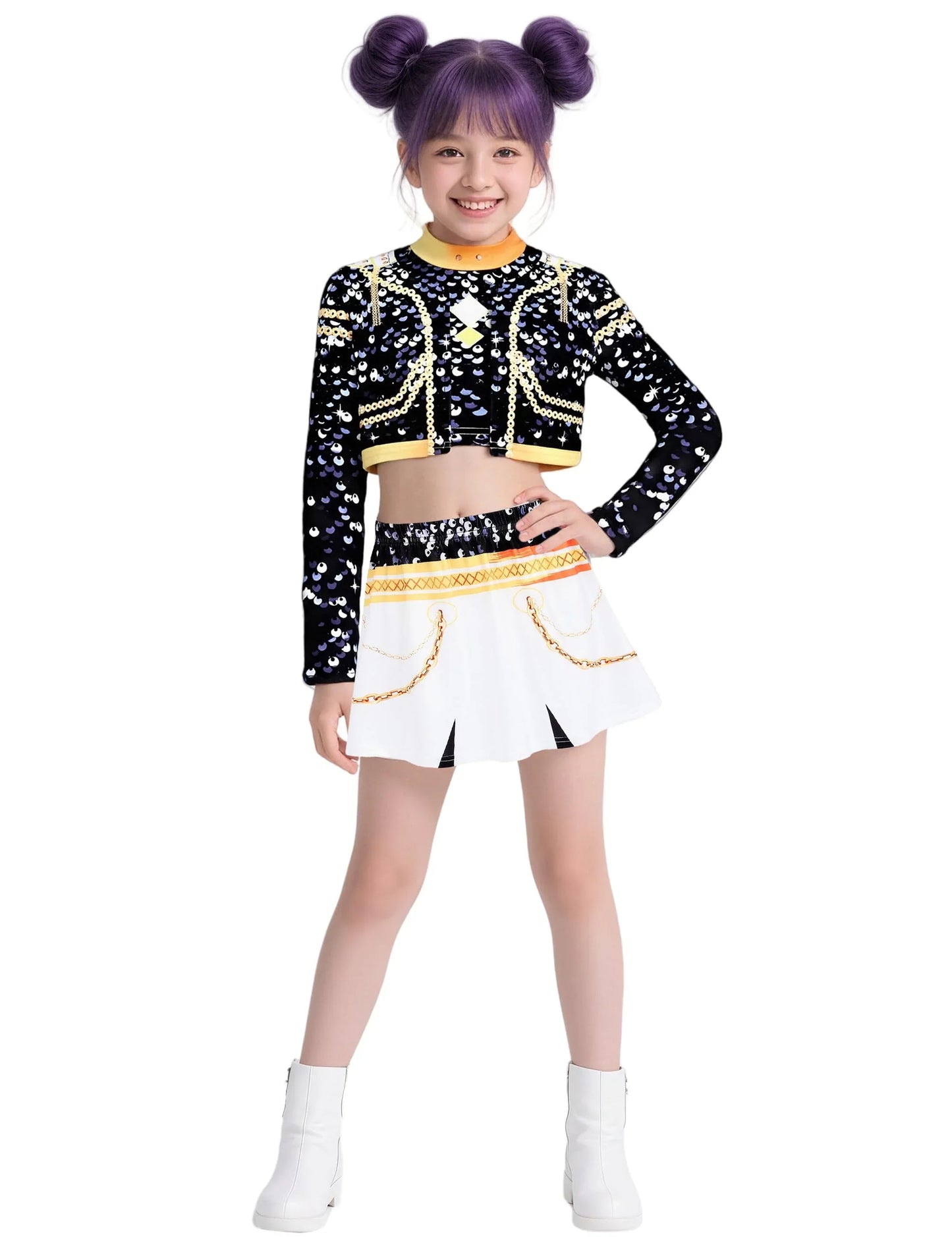 Girls Demon Pop Singer Hunters Costume 3-14 Years Stage Dance Idol Cosplay Outfit, Kids Halloween Costumes