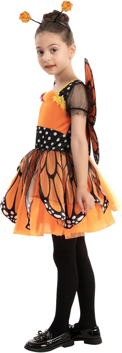 Spooktacular Creations Child Girls Butterfly Costume, Toddlers Butterfly Outfit w/Wings Headband for Kids Halloween Parties