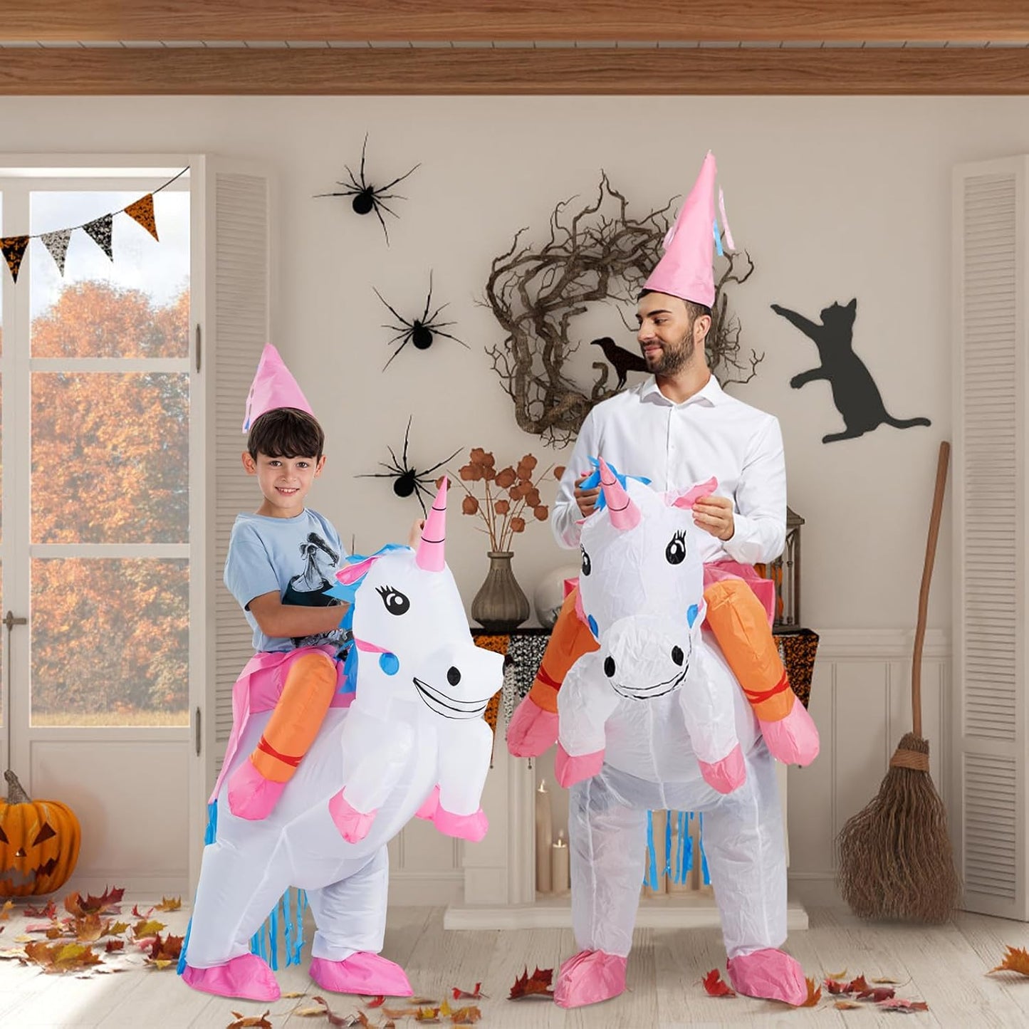 TOLOCO Inflatable Costume Unicorn Costume Blow Up Ride On Unicorn Costume for Halloween Cosplay Parties