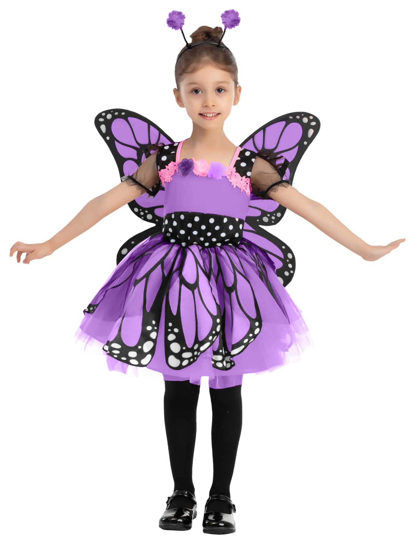 Spooktacular Creations Child Girls Butterfly Costume, Toddlers Butterfly Outfit w/Wings Headband for Kids Halloween Parties