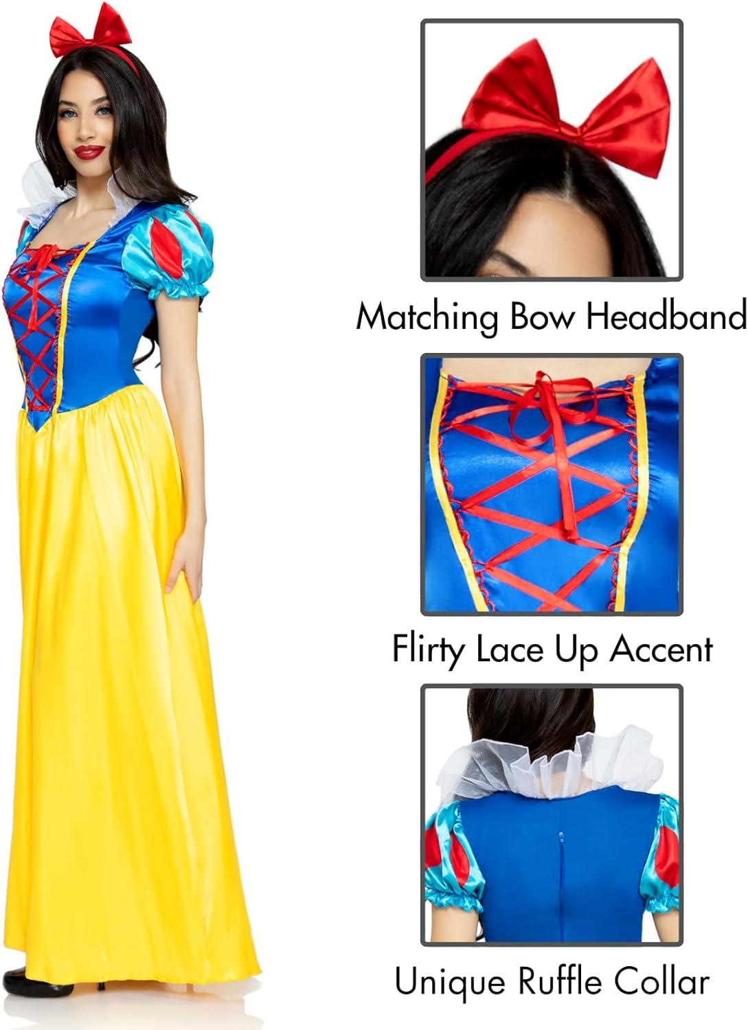 Leg Avenue Womens Classic Snow White Set Family Friend Full Length Princess Dress
