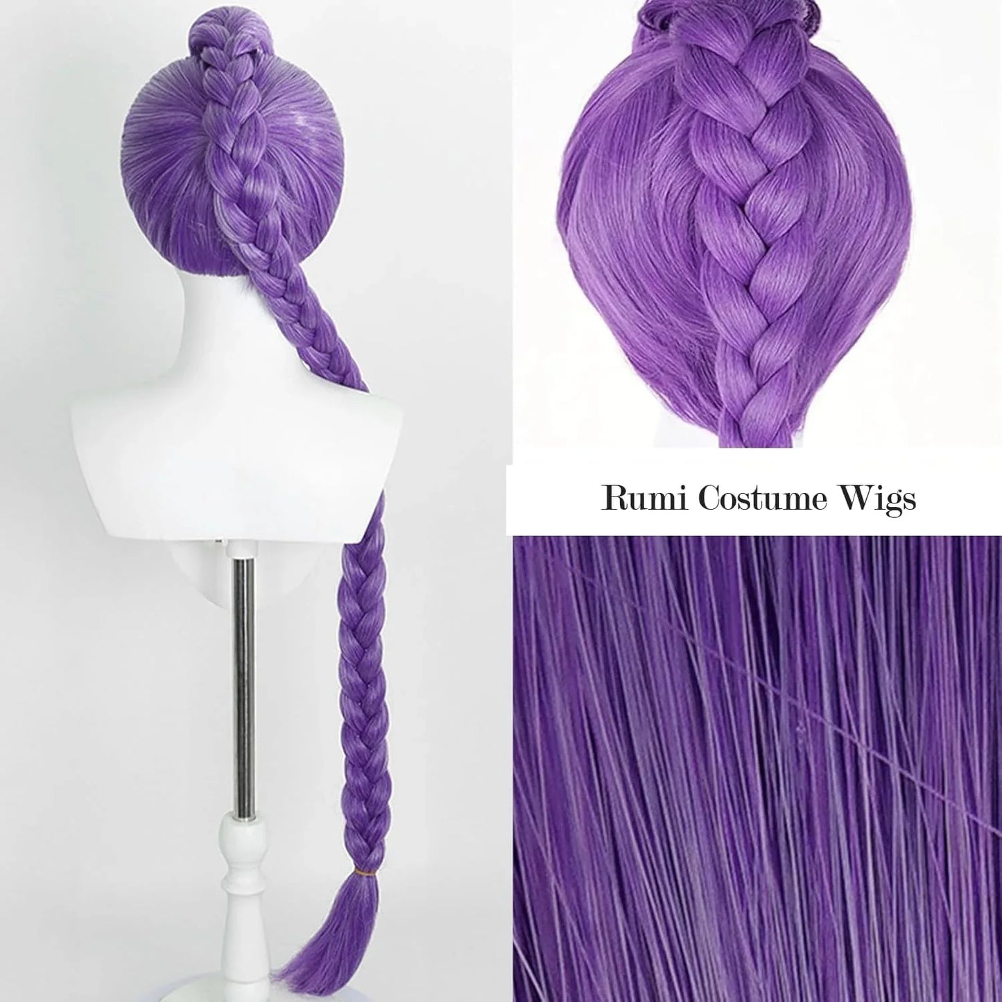 Purple Wig – 24" Dark Purple Braided Cosplay Hair, Heat-Resistant Synthetic Fiber