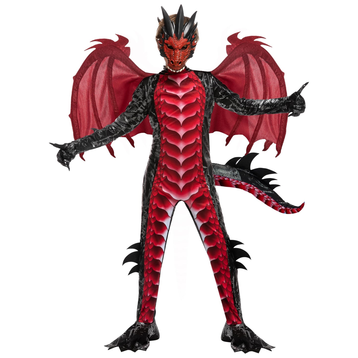 Spooktacular Creations Halloween Kid Dragon Costume, Boys Dragon Wings, Tail and Mask Set for Halloween Dress Up