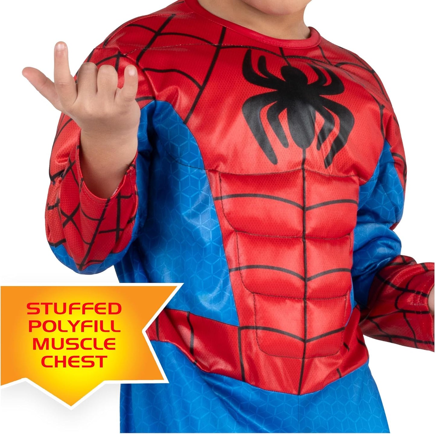 MARVEL Official Toddler Deluxe Halloween Costume - Premium Quality Padded Jumpsuit and Fabric Headpiece (3T-4T)