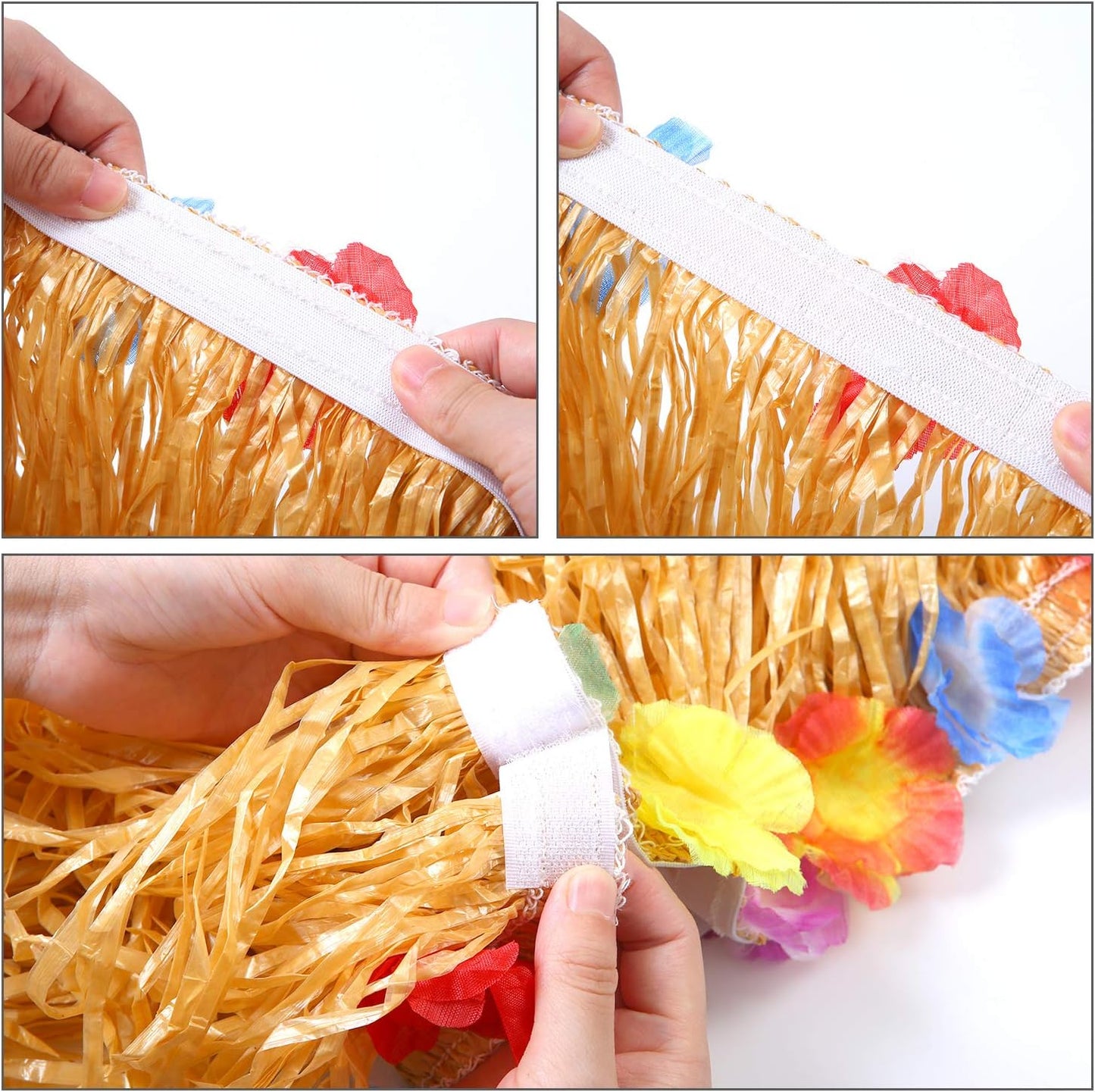 Elcoho 8 Pieces Grass Skirt Sunglasses Leis Necklace Bracelet Set Luau Decorations for Kids and Adults