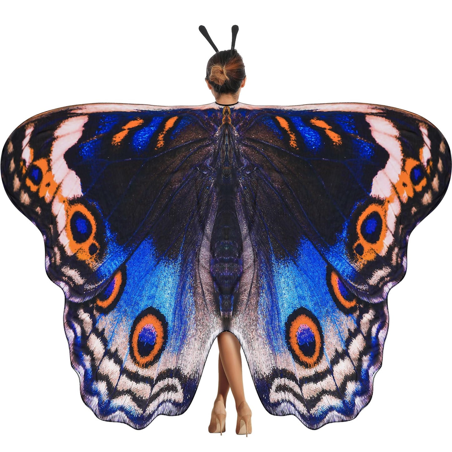 Yinder 2 Pcs Halloween Moth Wings Costume Butterfly Shawl Moth Wing Cape Costume Accessory with Headband 72.83 x 50.39 Inch