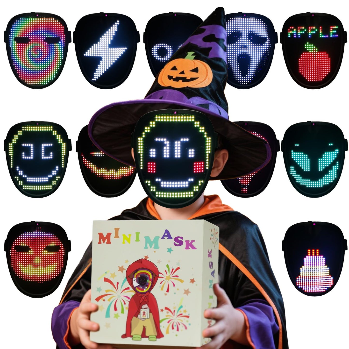 Led Mask Lighted Up Mask - Led Masks with Gesture Sensing Costume for Halloween Costume Cosplay Party Cool Gifts
