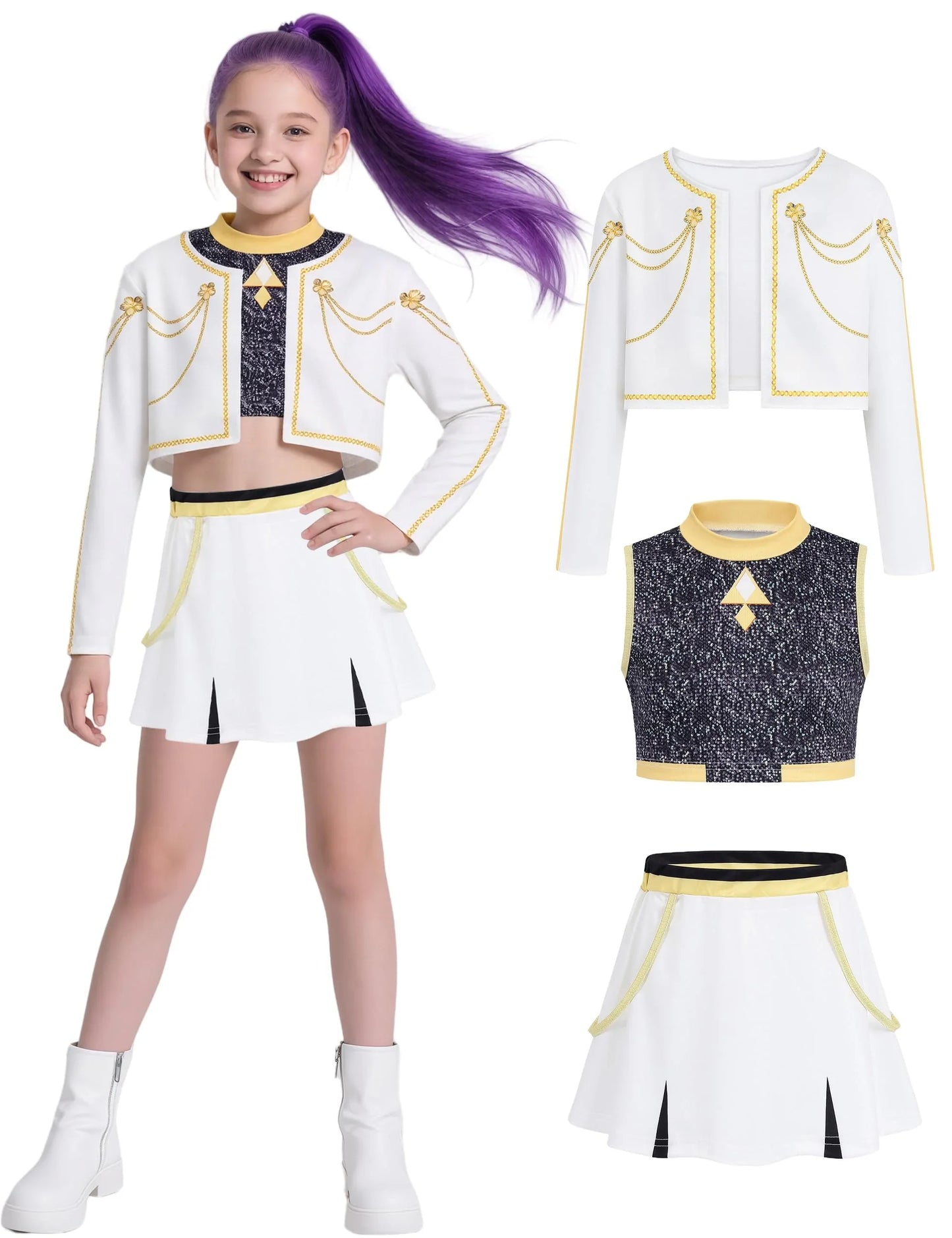 Girls Demon Pop Singer Hunters Costume 3-14 Years Stage Dance Idol Cosplay Outfit, Kids Halloween Costumes