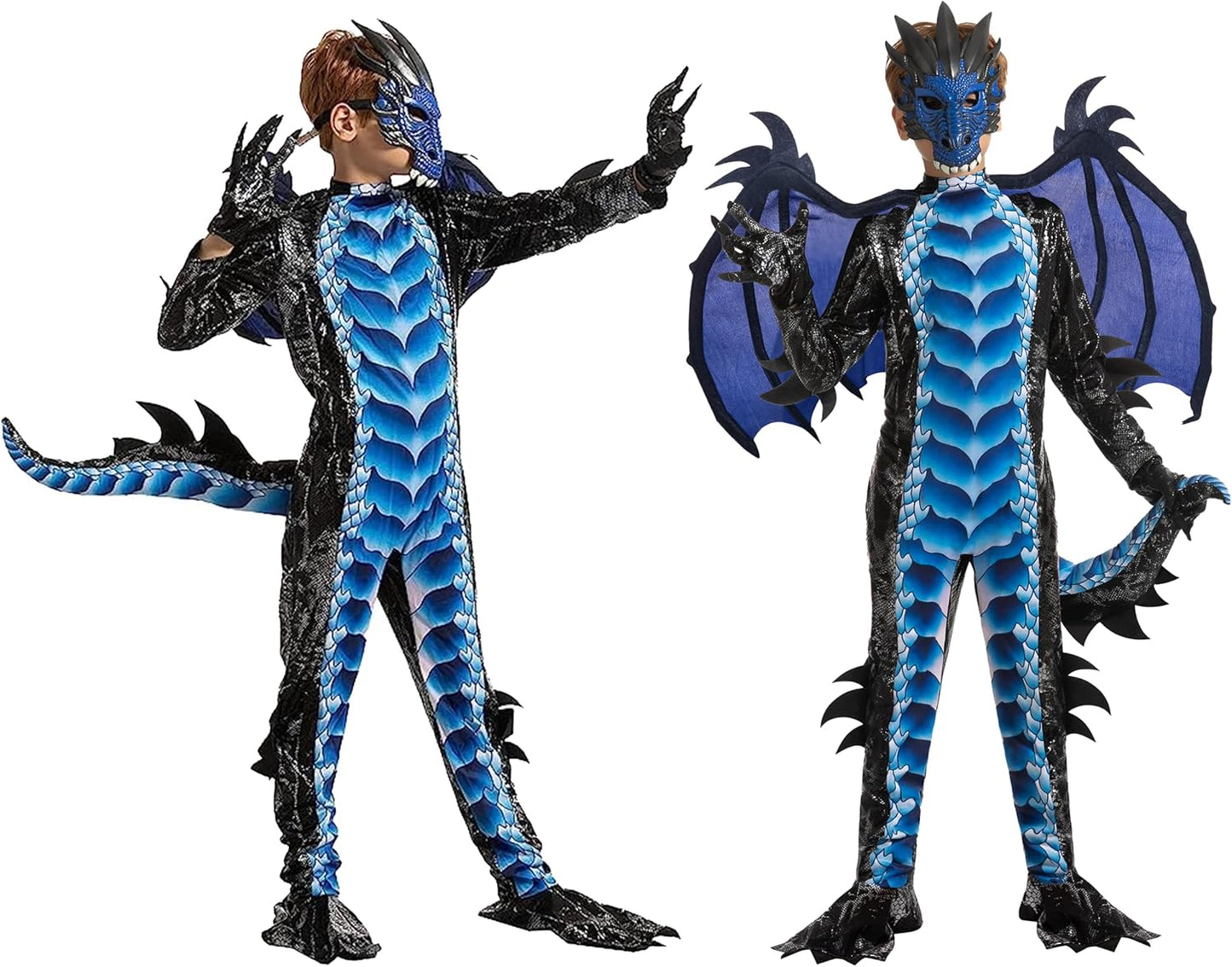 Spooktacular Creations Halloween Kid Dragon Costume, Boys Dragon Wings, Tail and Mask Set for Halloween Dress Up