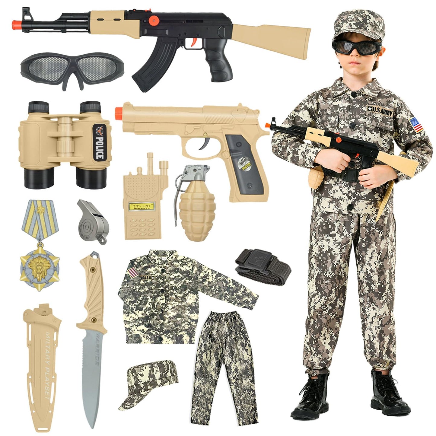 Army Costume For Kids, Military Soldier Costumes For Boys, Halloween Costumes Dress Up Role Play Set