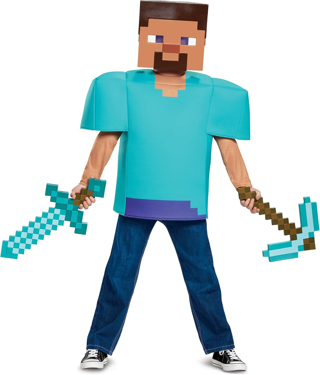 Steve Classic Minecraft Costume, Multicolor, Medium (7-8)