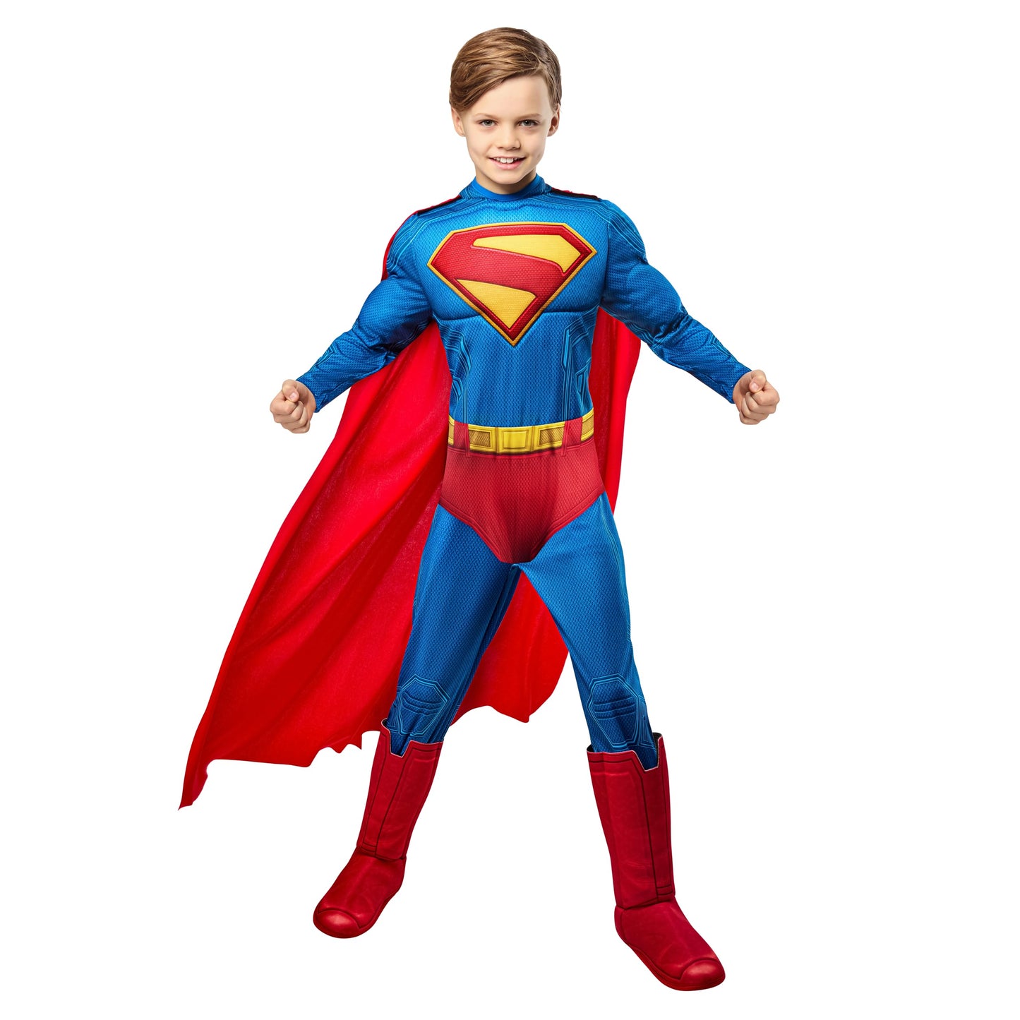 Rubies Superman Deluxe Kids Boys Costume Jumpsuit with Shoe Covers and Cape