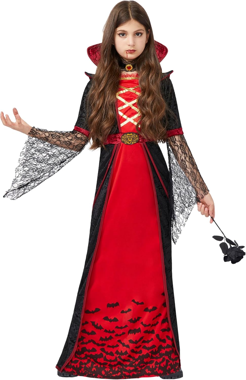 Spooktacular Creations Royal Vampire Costume for Girls, Deluxe Set Halloween Gothic Victorian Vampiress Queen Costume