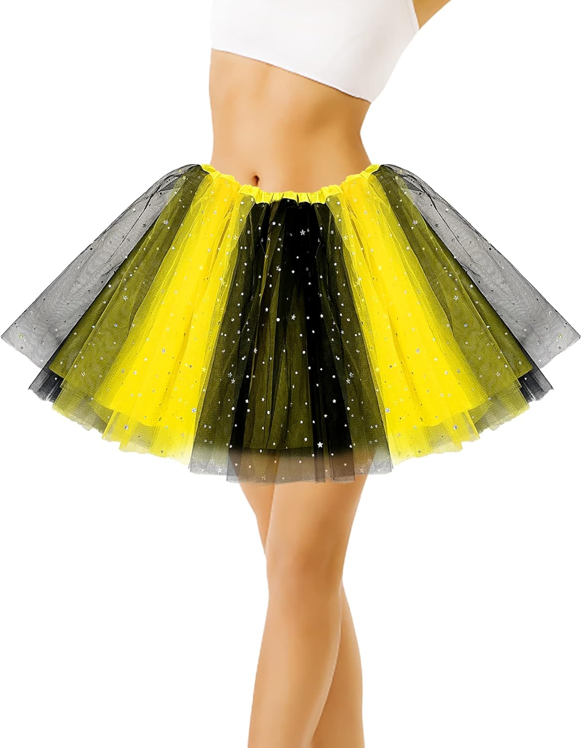 Hikkcos Bee Costume Set Yellow Bee Costume Tutu for Woman Queen Bopper Antenna Headband Tutu Skirt for Halloween Costume Honeybee Animals Party Cosplay