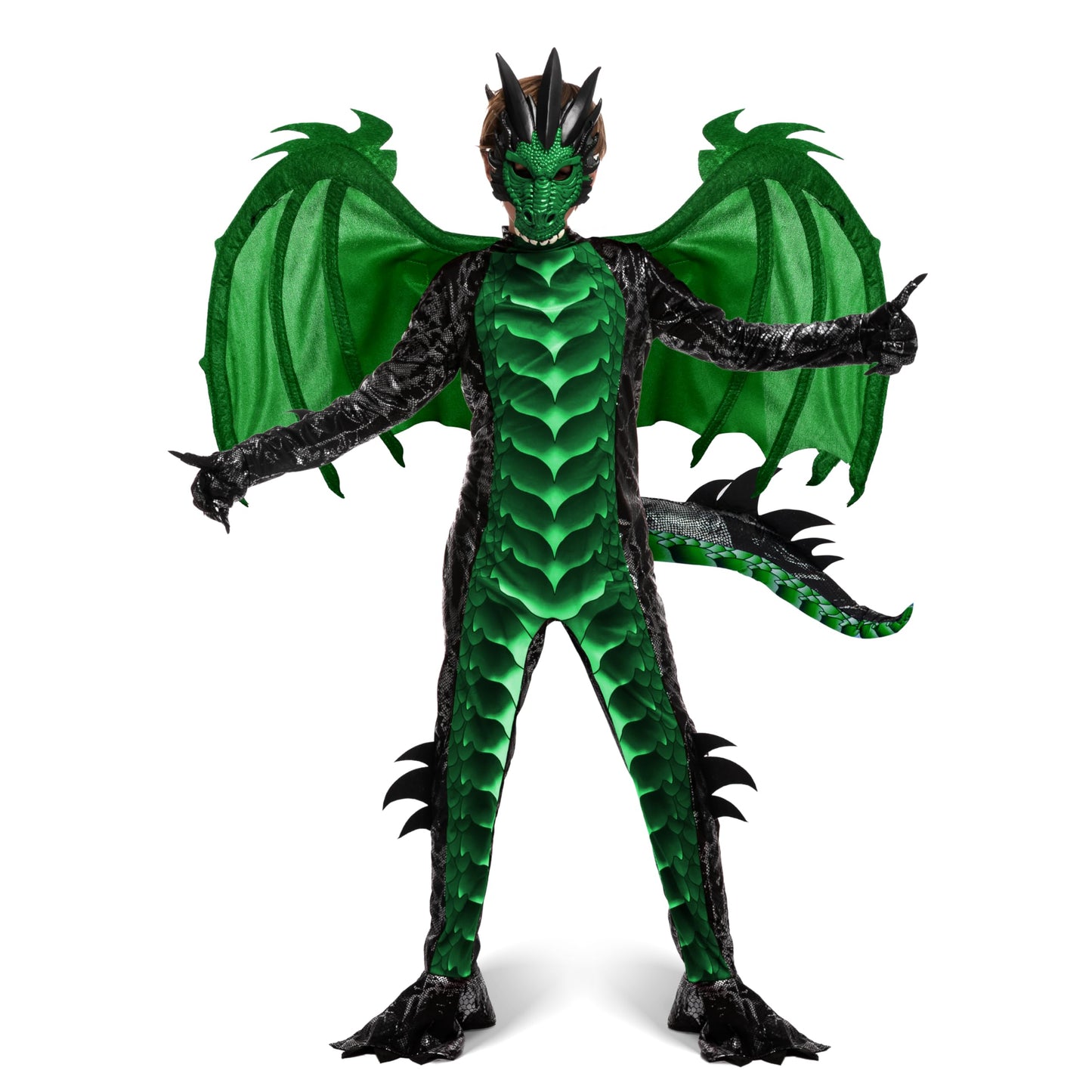 Spooktacular Creations Halloween Kid Dragon Costume, Boys Dragon Wings, Tail and Mask Set for Halloween Dress Up