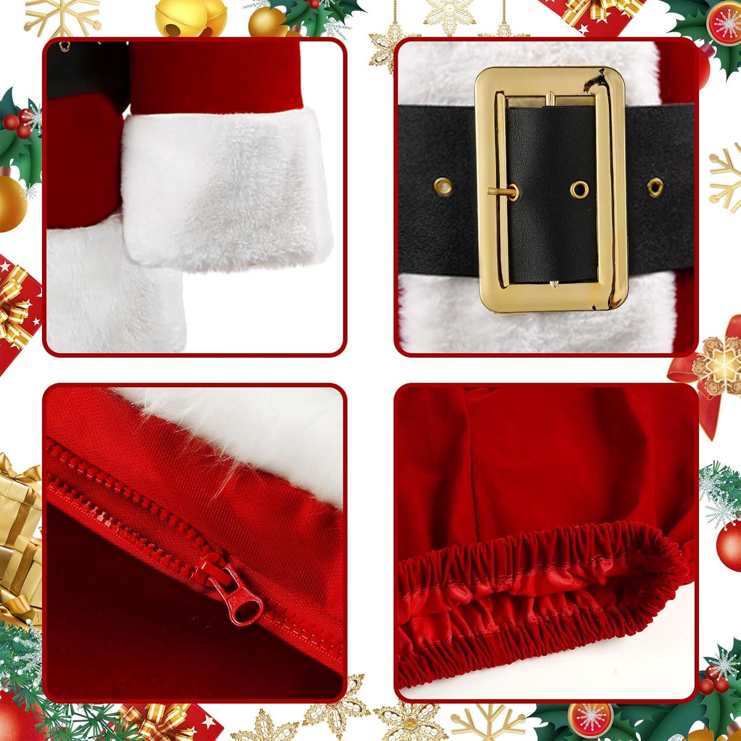 SOMOYA Christmas Santa Claus Costume with Beards Santa Suit Adult Men Deluxe 9PCS Complete Deluxe Santa Outfit Set Burgundy