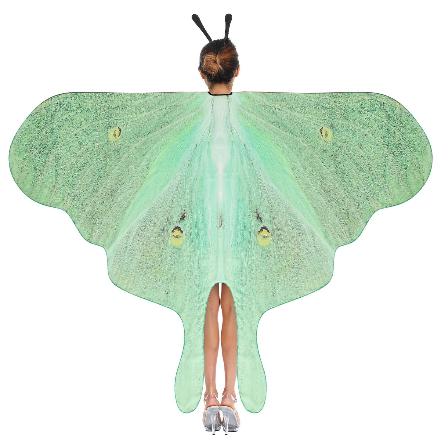 Yinder 2 Pcs Halloween Moth Wings Costume Butterfly Shawl Moth Wing Cape Costume Accessory with Headband 72.83 x 50.39 Inch